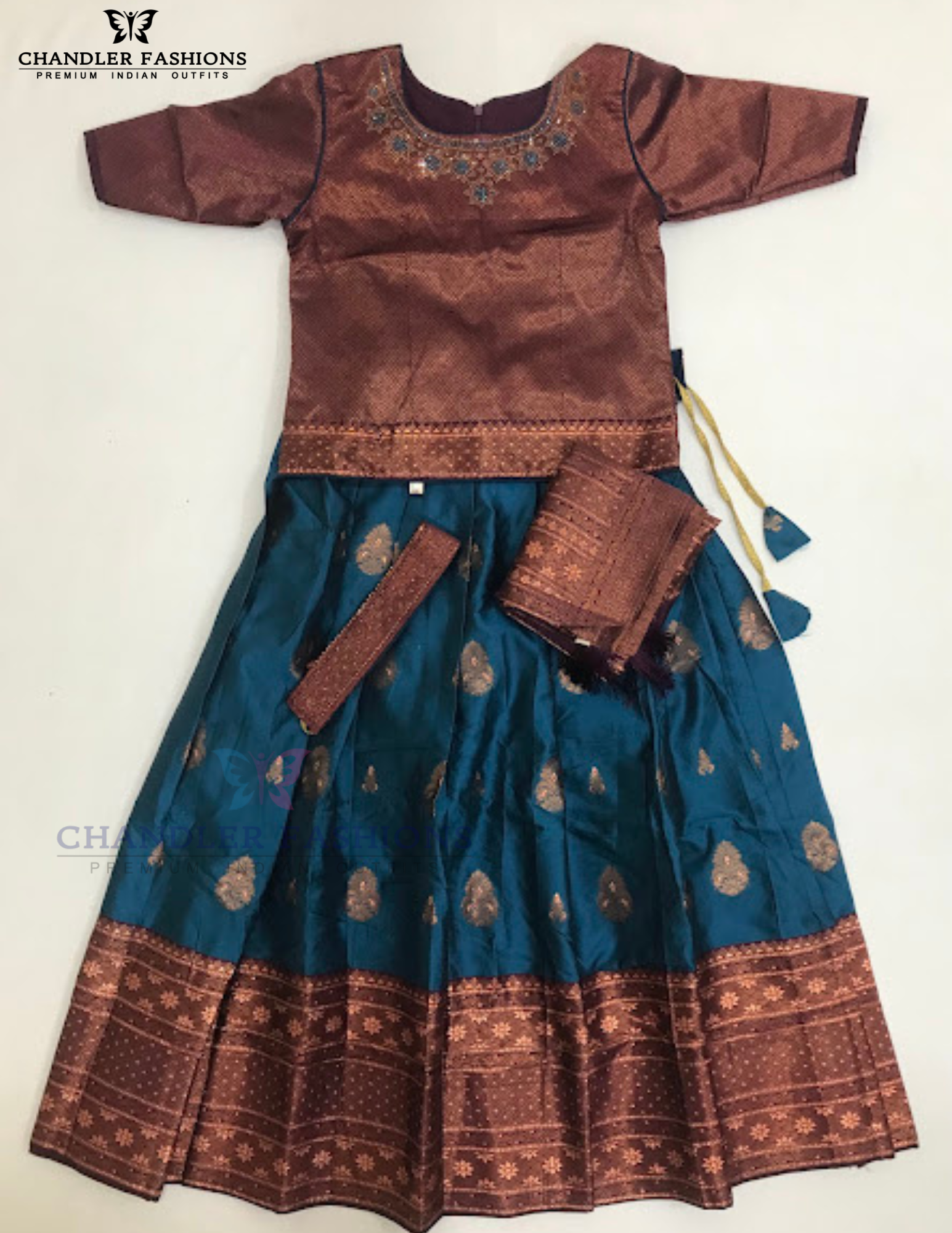 Pleasing Purple Color With Stone And Zari Work Choli Set For Girls