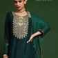 Dark Green Color Cotton Silk With Embroidery Work Salwar Suits For Women In Yuma