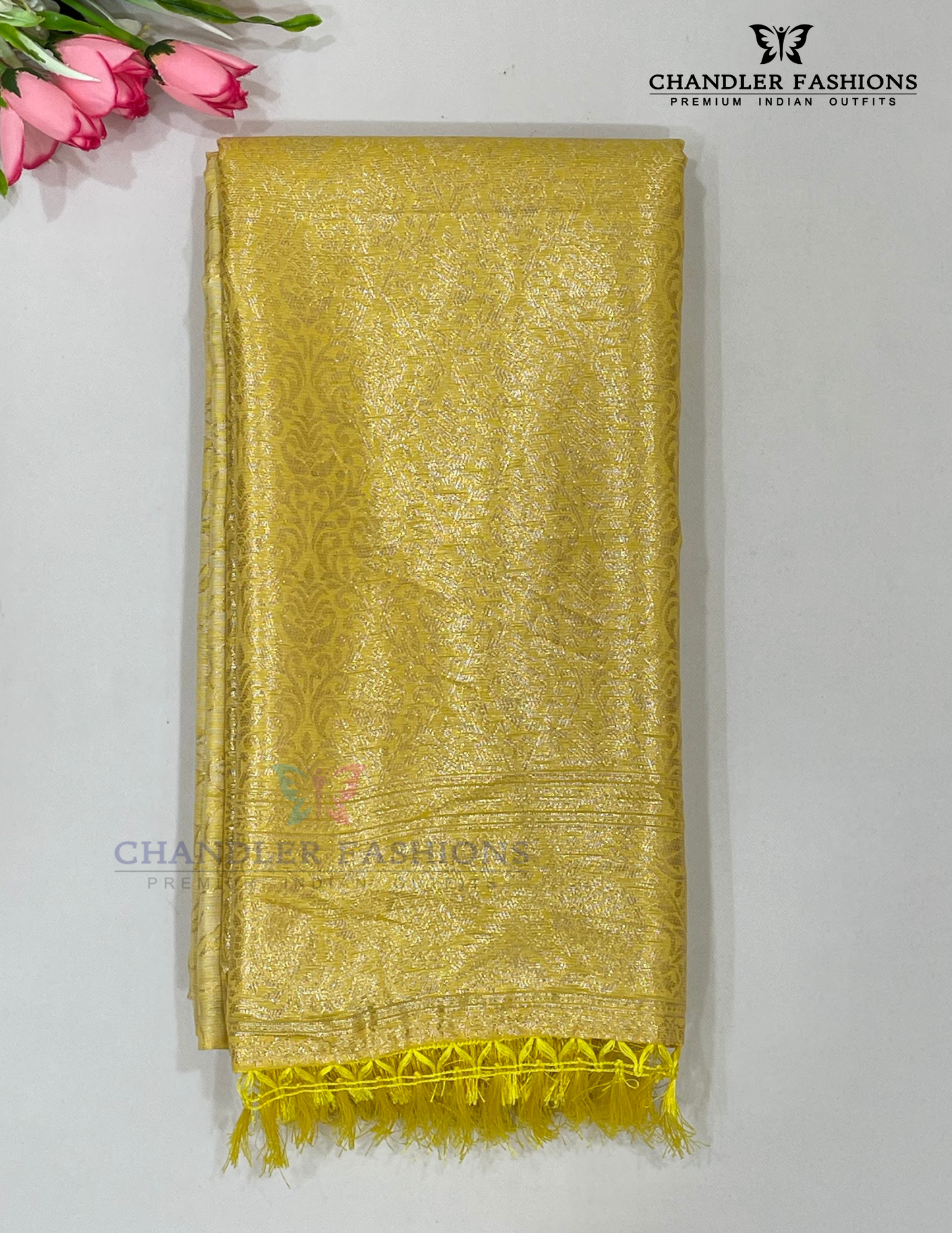 Stunning Yellow Color Silk Cotton Saree For Women