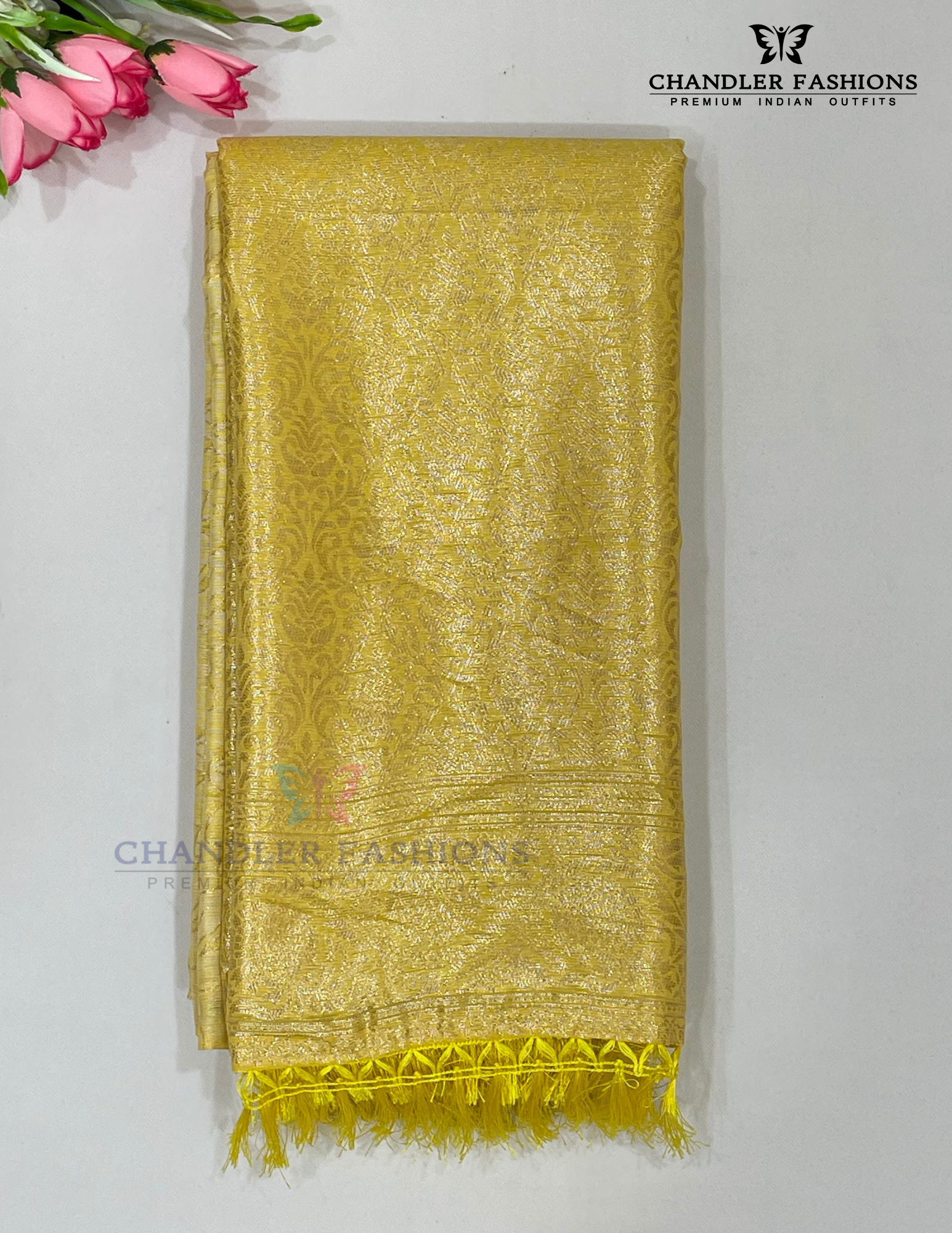 Stunning Yellow Color Silk Cotton Saree For Women