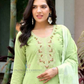 Pista Green Color Cotton With Embroidery Work Salwar Suits Near Me