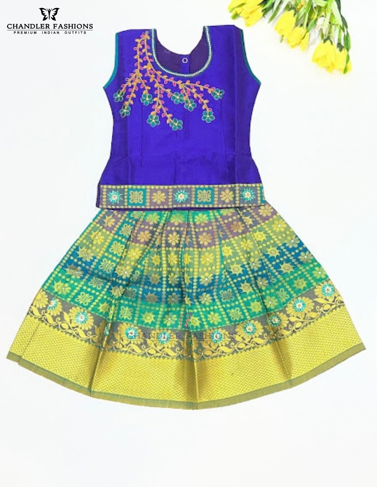 Wonderful Blue Color Soft Silk Langa Set With Embroidery And Stone Work For Girls