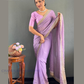 Stunning Lavender Color Georgette Silk Ready To Wear Saree Near Me