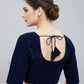 Attractive Navy Blue Colored Velvet With Paan Neck Readymade Blouse For Women In USA
