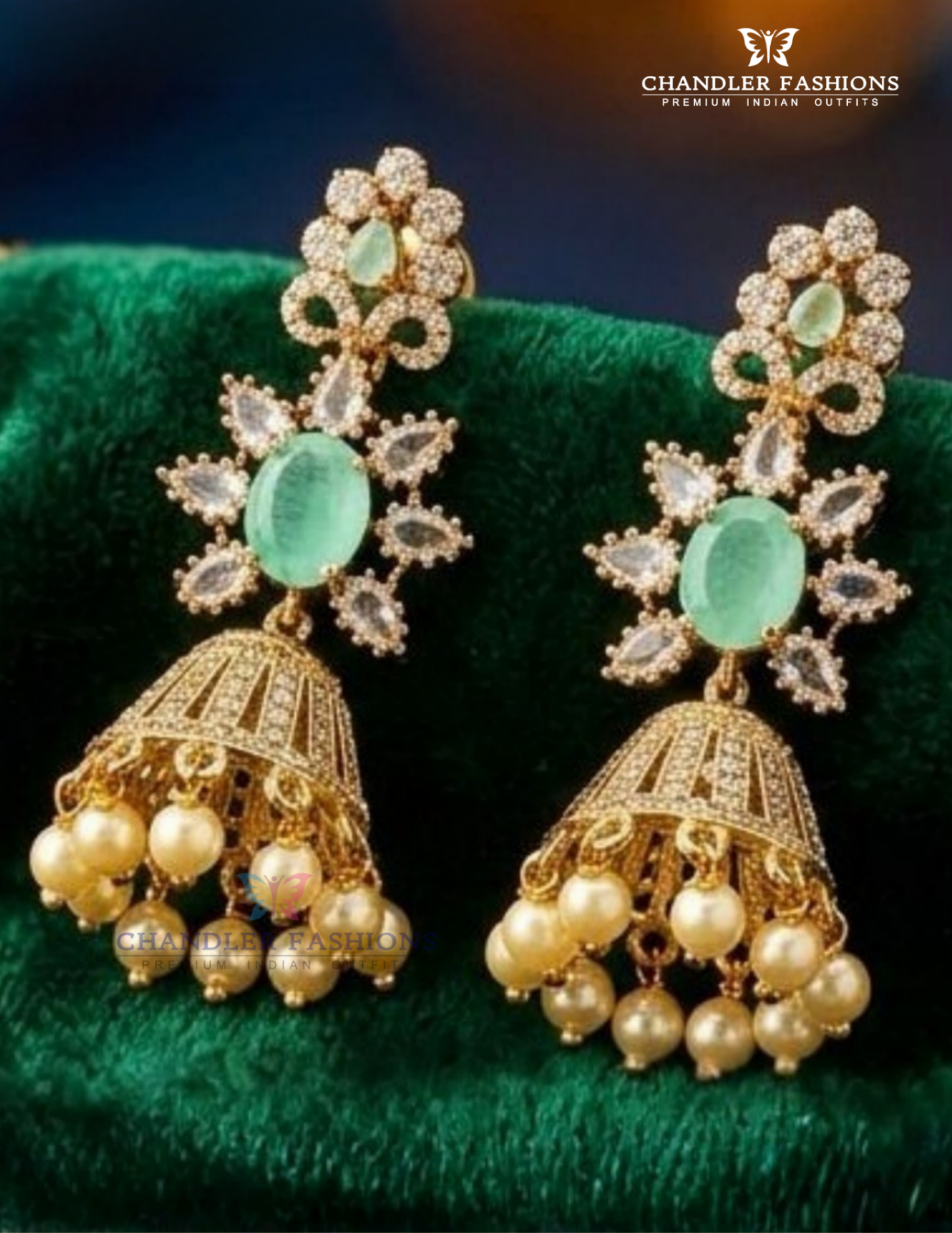 Gold And Green Stone Gold Plated Necklace Set Near Me