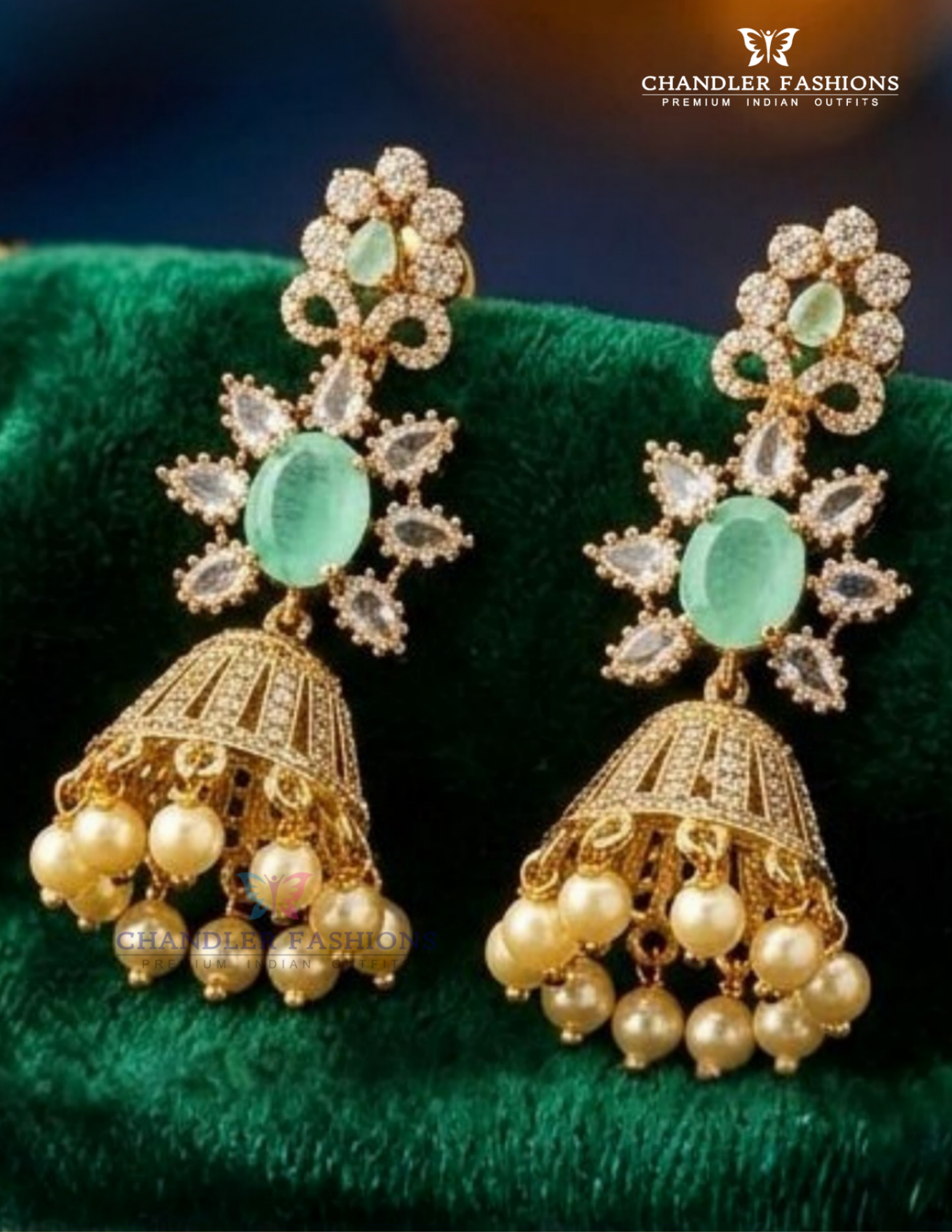 Gold And Green Stone Gold Plated Necklace Set Near Me