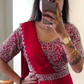 Charming Red Color Embroidery Work Belt With Chinon Ready To Wear Saree Near Me