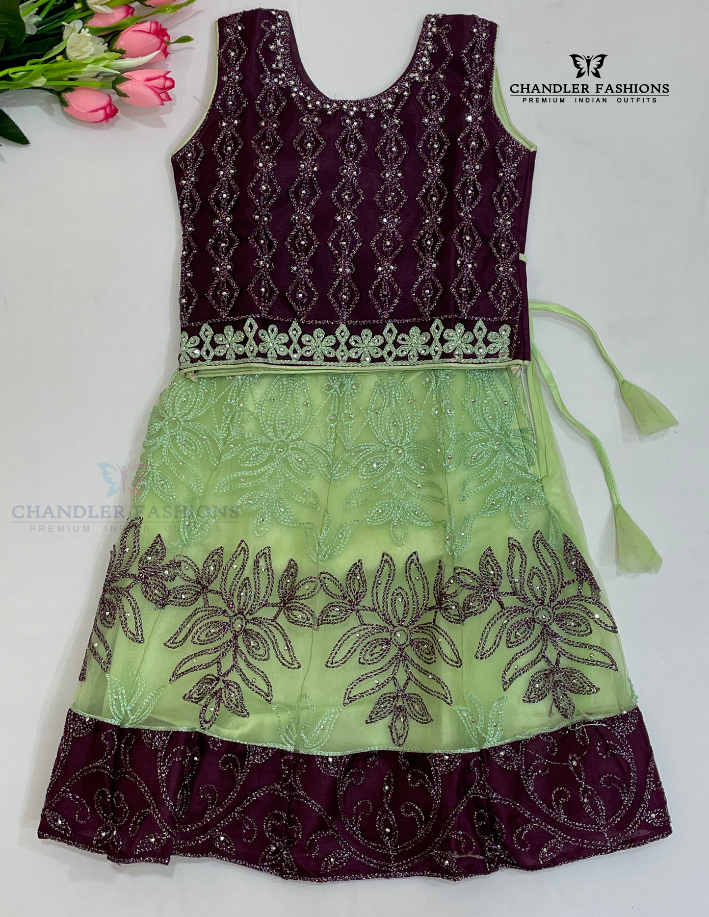 Ravishing Purple Color Girls Choli Sets Sequins Work In Suncity