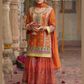 Orange Color Heavy Chinon With Embroidery Work Palazzo Suits And Dupatta Near Me