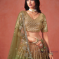Mehendi Green Color Georgette With Sequins And Embroidery Lehenga In Sedona