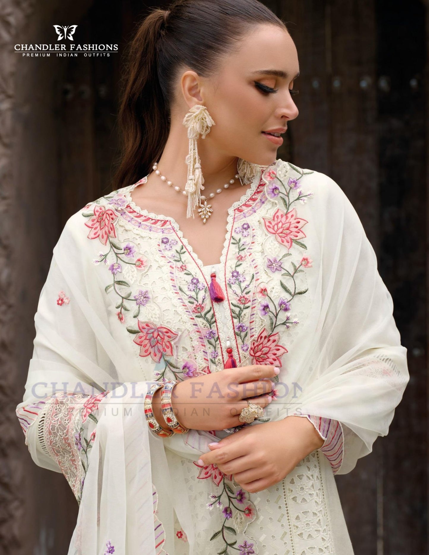 Alluring White Color&nbsp;Organza With Embroidery Work Salwar Suits For Women In USA