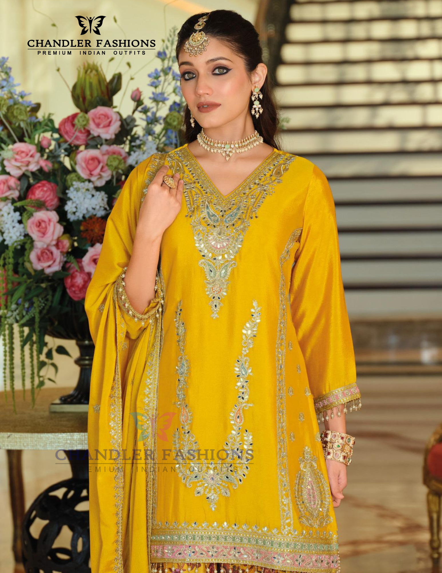 Chinon With Embroidery Work Palazzo Suits In Chandler