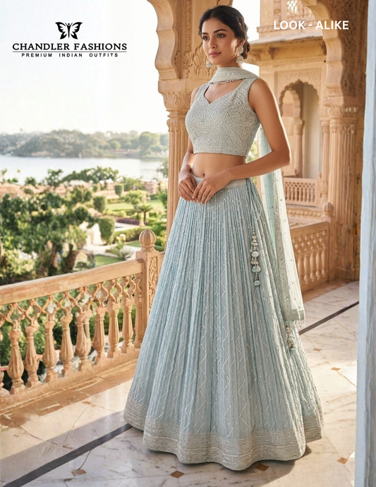 Stunning Blue Color Embroidery And Sequins Work Lehenga Choli With Dupatta For Women