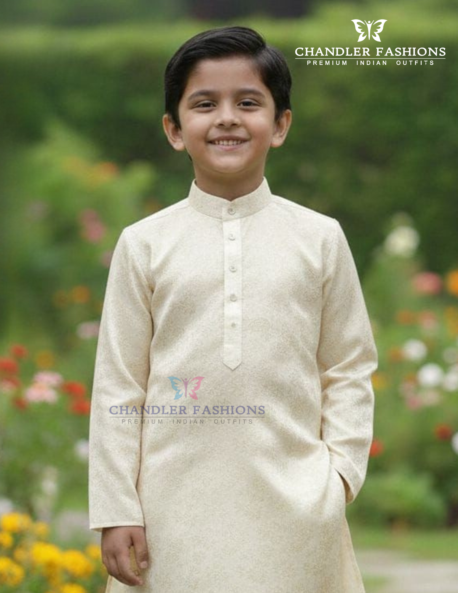 Pretty Cream Color Jacquard Silk With Pajama Kurta Near Me