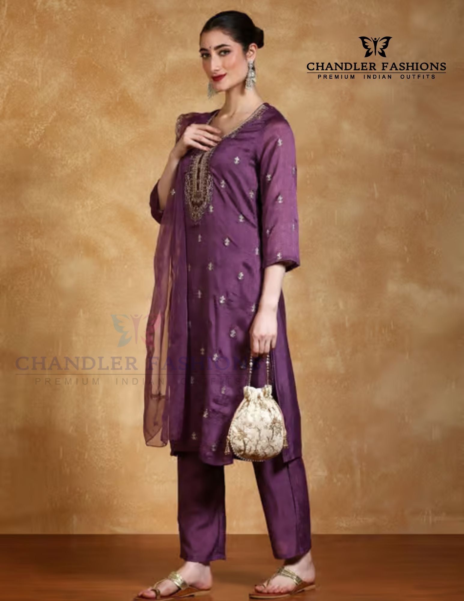 Fanciable Purple Color Silk Blend With Embroidery Work Kurti Suits For Women Near Me