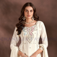 Alluring Cream Color Chinon With Heavy Embroidery Work Sharara Suits Near Me