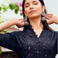 Black Color Rayon With Chikankari And Sequins Work Kurti For Women Near Me