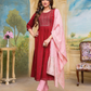 Attractive Red Color Nylon Viscose Kurti And Heavy Lycra Pant With Banarasi Dupatta