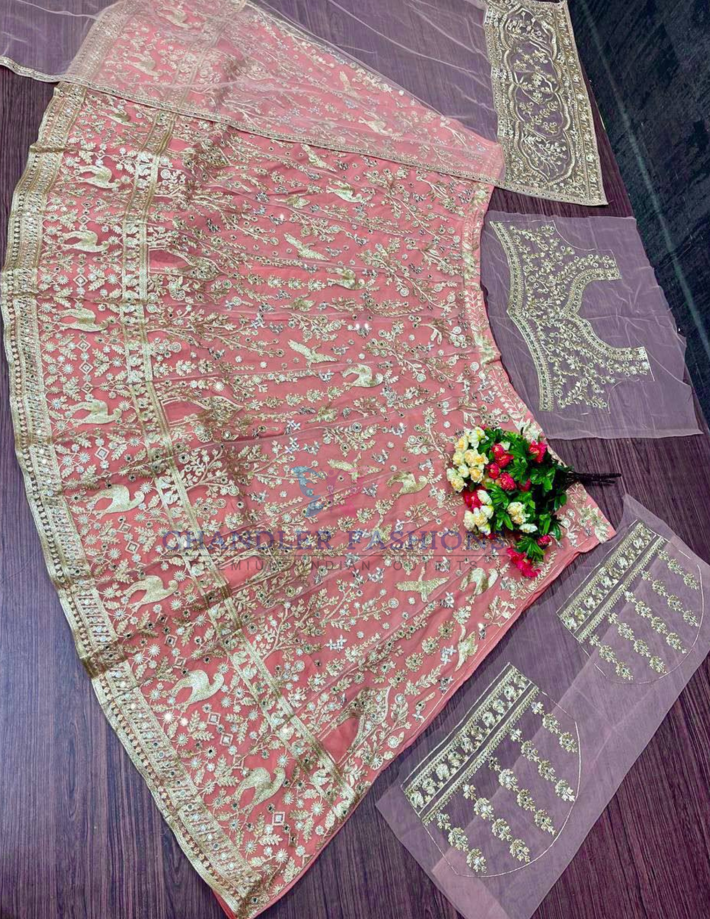 Pink Color Soft Net With Heavy Embroidery And Mirror Work Lehenga In USA