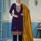 Wonderful Purple Color Cotton With Embroidery And Sequins Work Salwar Suits With Dupatta For Women
