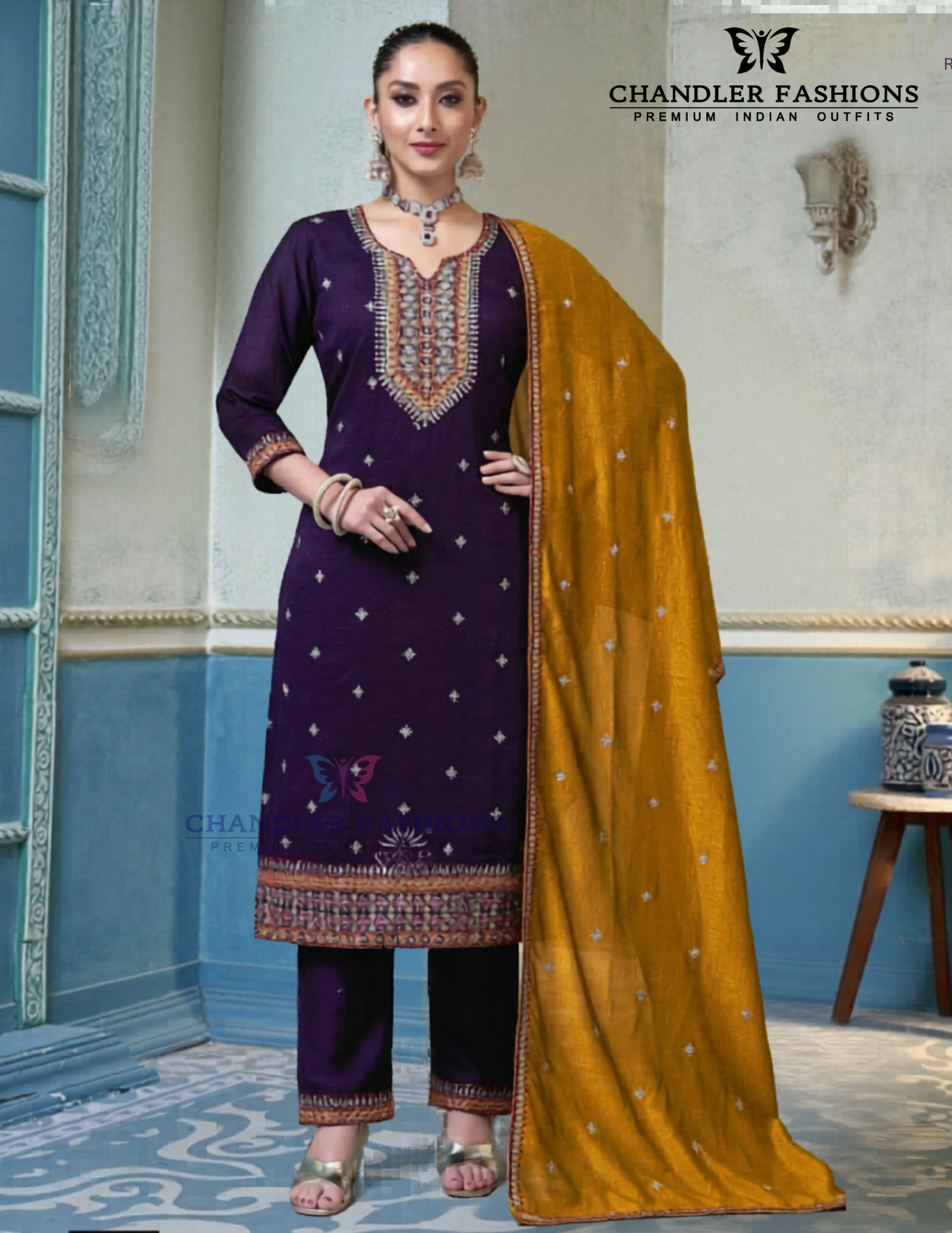 Wonderful Purple Color Cotton With Embroidery And Sequins Work Salwar Suits With Dupatta For Women