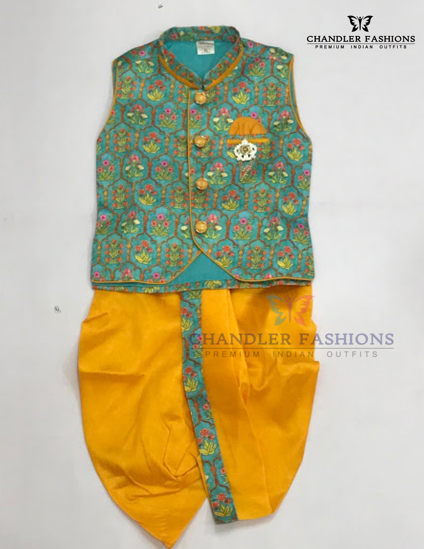 Beautiful MultiColor Designer Sherwani Suit With Brooch Pin For Boys 