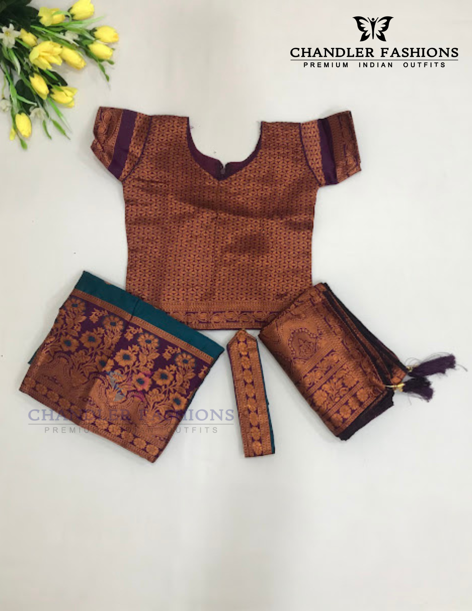 Stunning Purple Color With Zari Work Choli Set For Girls In USA
