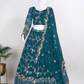 Beautiful Teal Green Color Designer Georgette Sequins Embroidered Lehenga Choli With Fancy Net Dupatta 