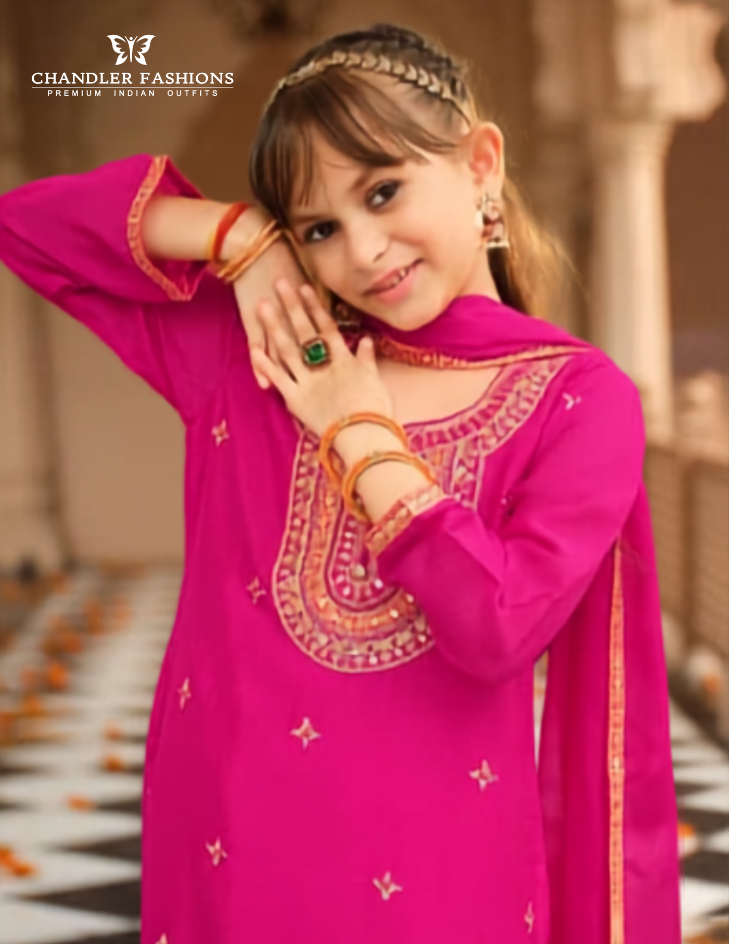 Pink Color Chinon With Embroidery Work Kurtis Suits Near Me