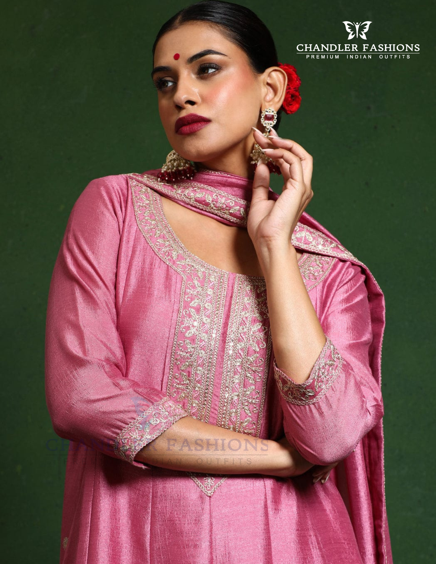 Pink Color Silk Blend With Embroidery Work Salwar Suits In Yuma