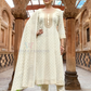 Elegant White Color Rayon With Embroidery Work Salwar Suits For Women