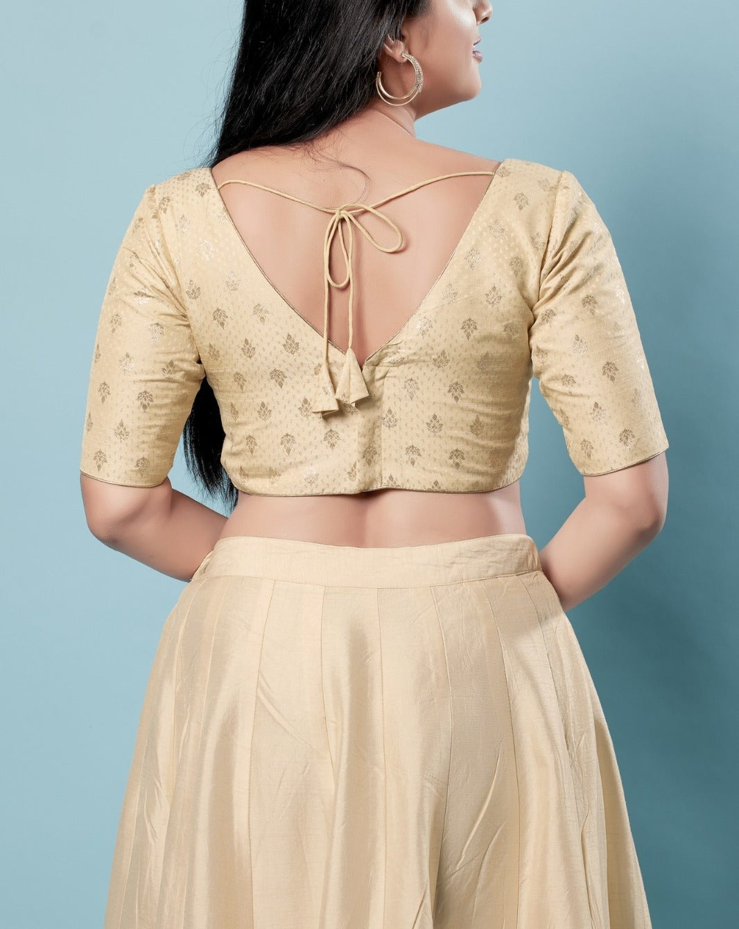 Gorgeous Gold Color Back Open Ready To Wear Blouse For Women Near Me