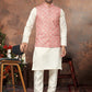 Gorgeous Pink Color Silk Designer Kurta With Pajama Pant And Thread Sequins Work Jackets For Men