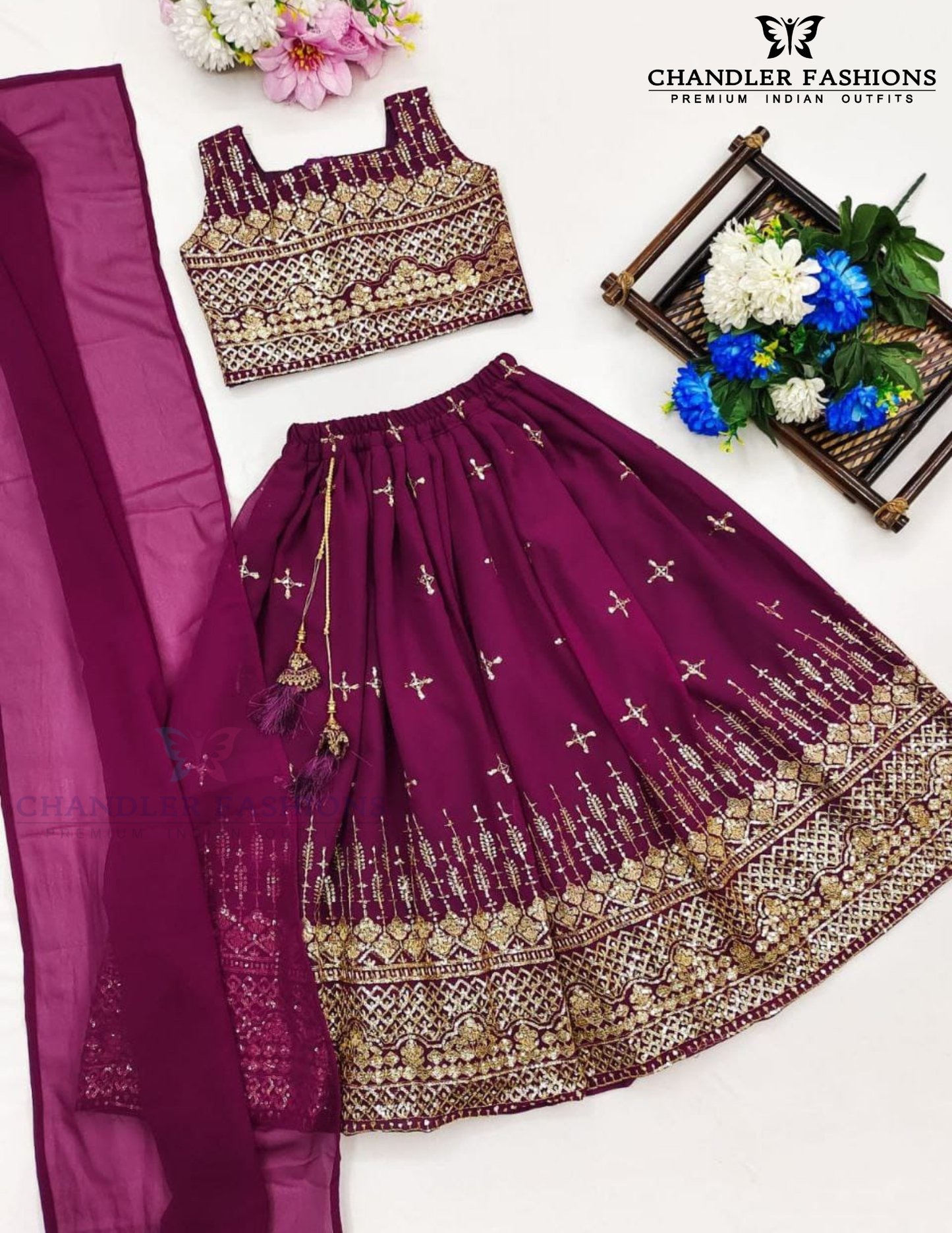 Wine Color Choli Set With Dupatta In Scottsdale