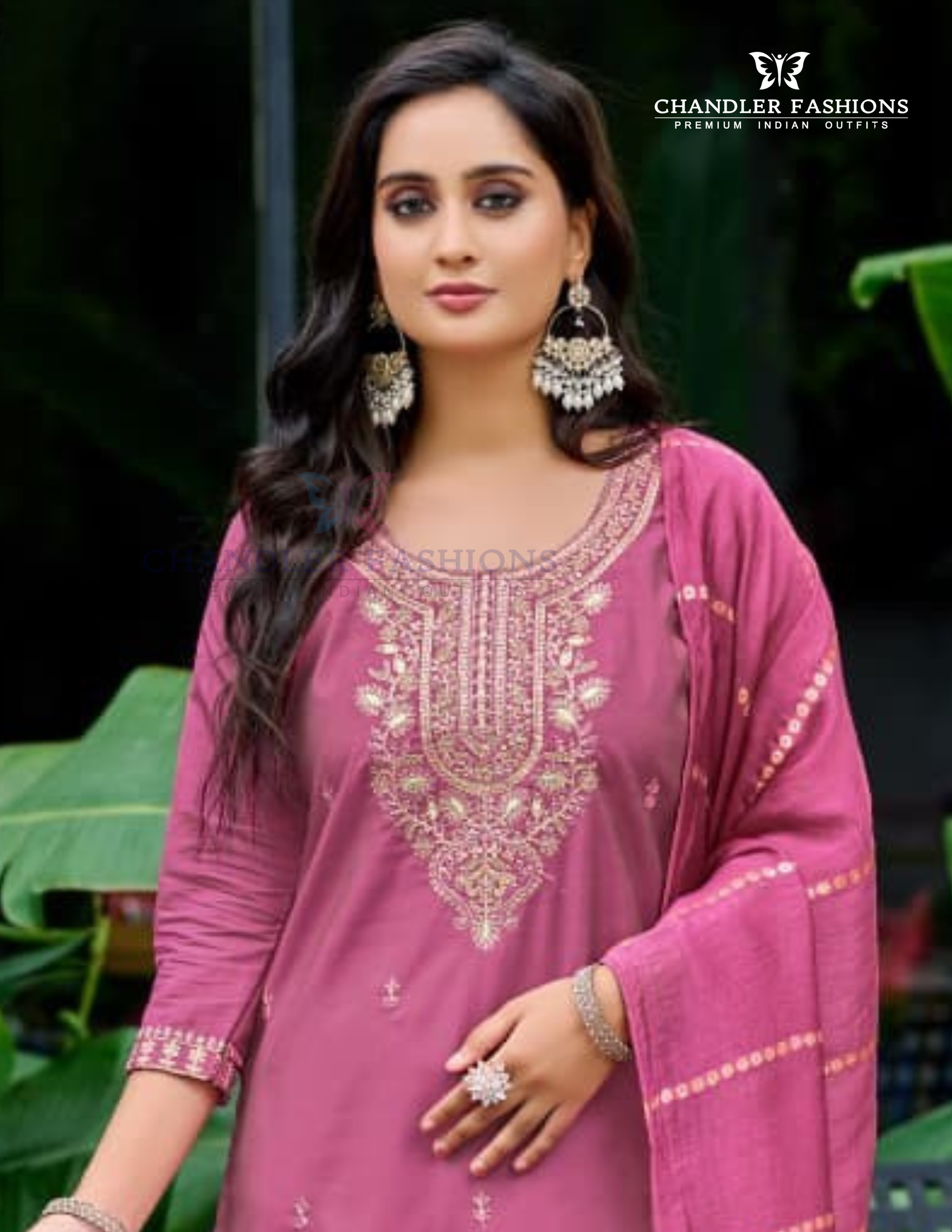 Gorgeous Pink Color Salwar Suits Embroidery Work With Dupatta Set Near me