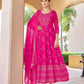 Attractive Pink Colored Rayon Printed Work Kurti With Dupatta For Women