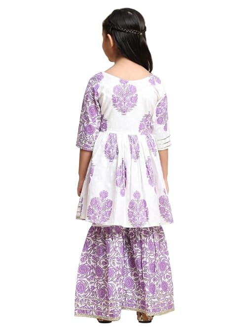 Pretty Purple Colored Soft Cotton Kurta Sharara Suits in Chandler