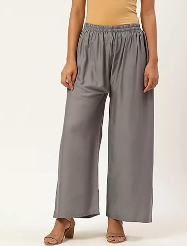 Charming Grey Colored Cotton Palazzo Pants For Women