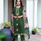 Amazing Dark Green Color Roman Silk Salwar Suits With Dupatta For Women