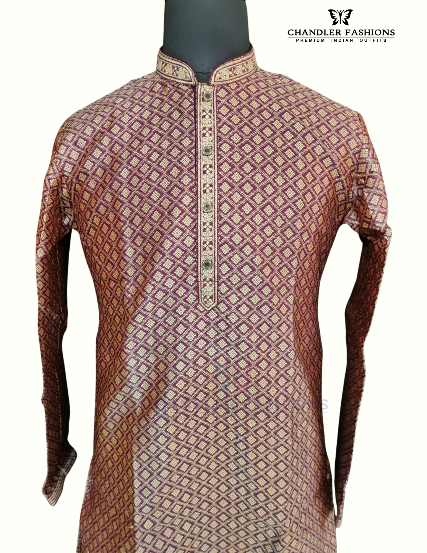 Wonderful Purple Color Brocade Men's Kurta With Pajama Pant