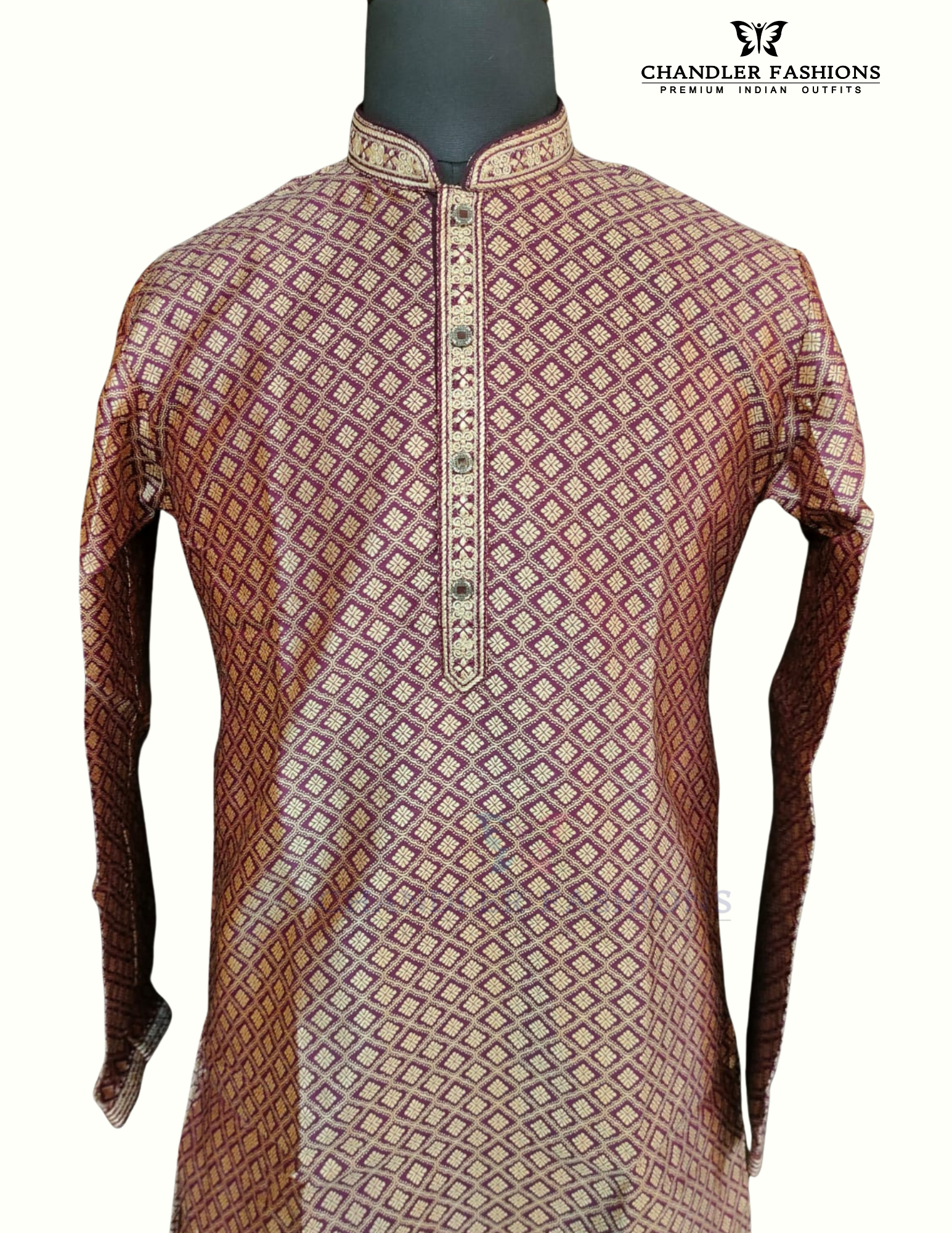 Wonderful Purple Color Brocade Men's Kurta With Pajama Pant