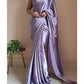 Elegant Lavender color Satin Saree With Lace Latkan Border Work