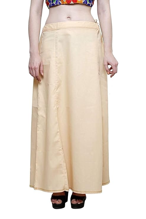 Elegant Sandal Color Women's Pure Cotton Embroidery Petticoat