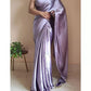 Elegant Lavender color Satin Saree With Lace Latkan Border Work