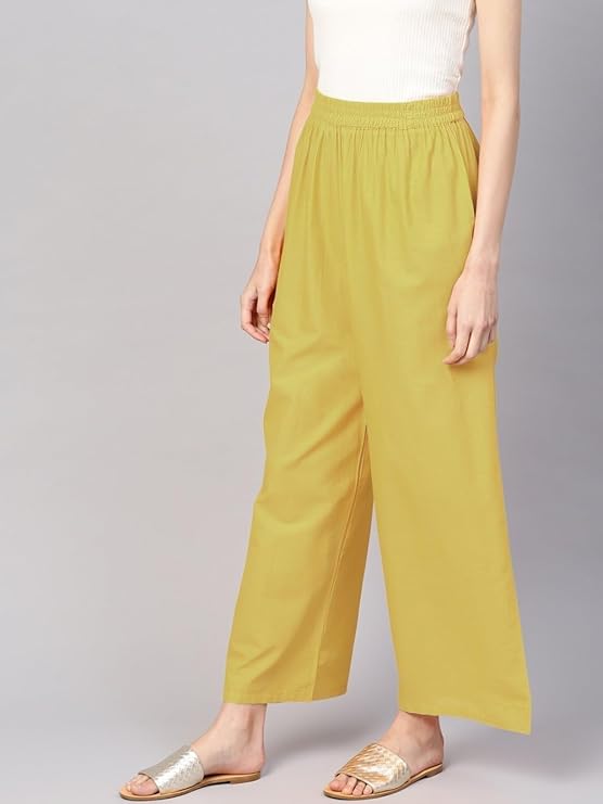 Sandal Colored Cotton Blend Sequins Work Palazzo Pant For Women In Near Me