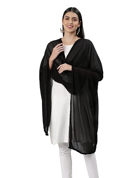 Alluring Fashionable Women Black Solid Dupatta Near Me