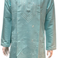 Alluring Sky Blue Color With Cotton Embroidery Work Kurta Suits For Men