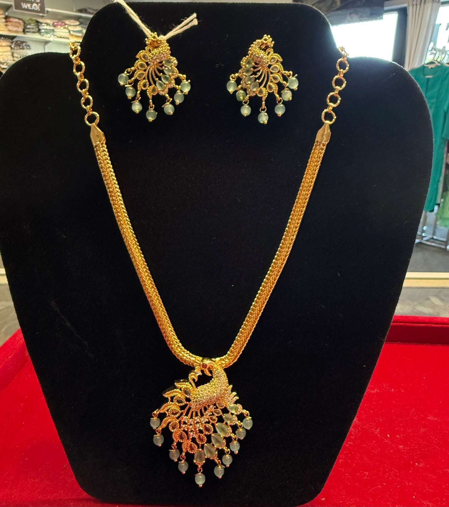 Wonderful Gold plated Peacock Design Necklace & Earrings for women