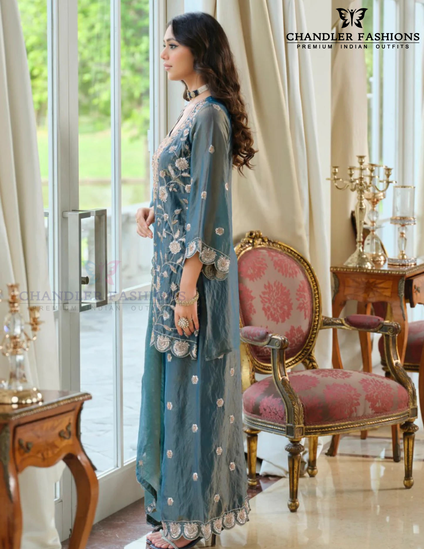 Silk With Embroidery Work Palazzo Suits In Arizona