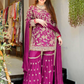 Attractive Heavy Faux Georgette Party Wear Palazzo Dark Pink With Embroidery Work